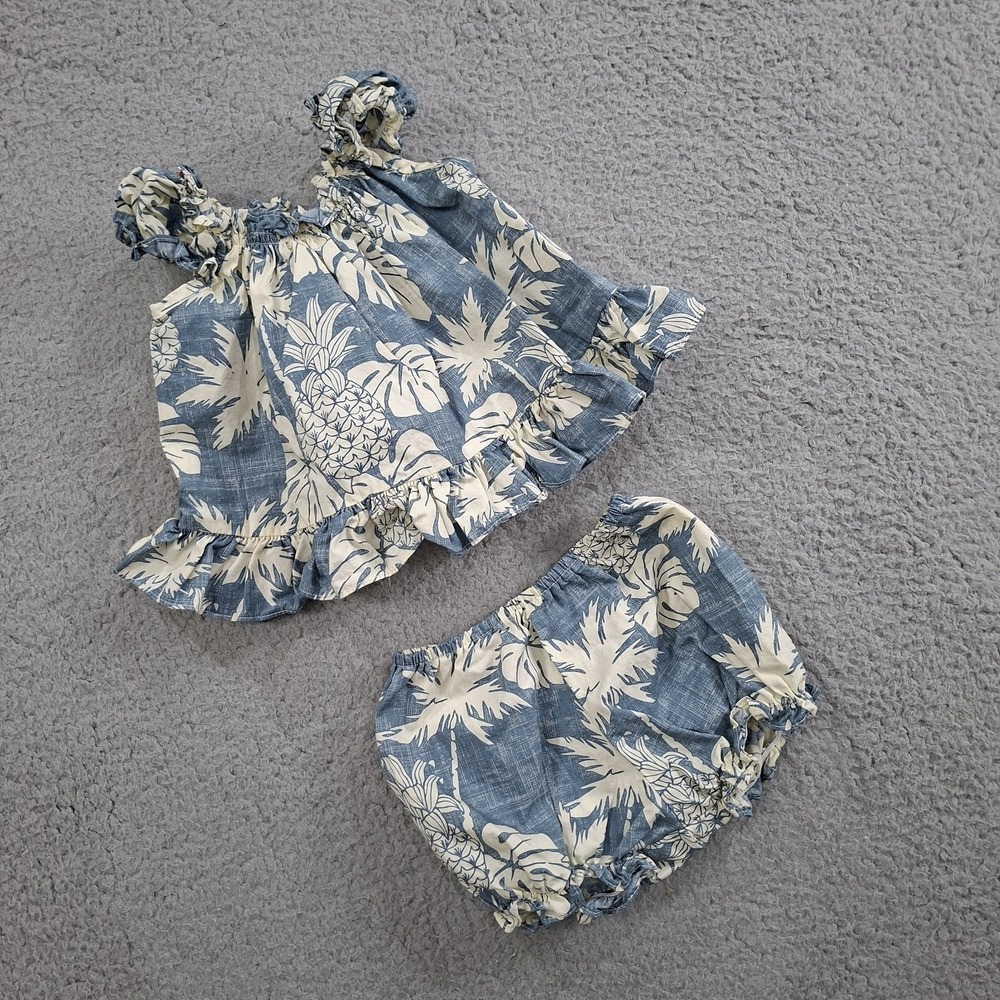 Hawaii Station Girls 12M Cotton Floral Print Tank Top + Bloomer Set Tropical USA